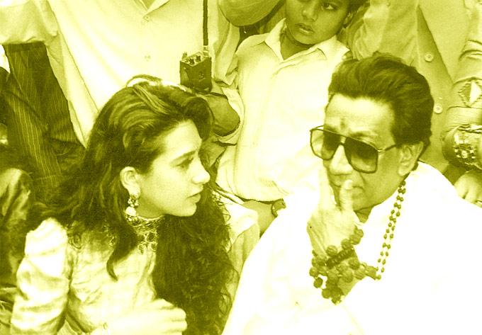In picture: Bal Thackeray in conversation with Karisma Kapoor during an event