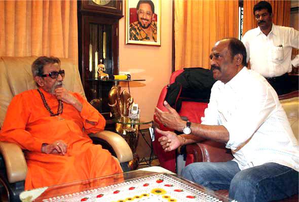 In picture: Bal Thackeray with superstar Rajinikanth in a candid chat