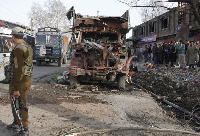 A car bomb exploded in Srinagar - the largest city and the summer capital of the Indian state of Jammu and Kashmir on March 22, 2012, killing one person and wounding 20 others. Pic/AFP