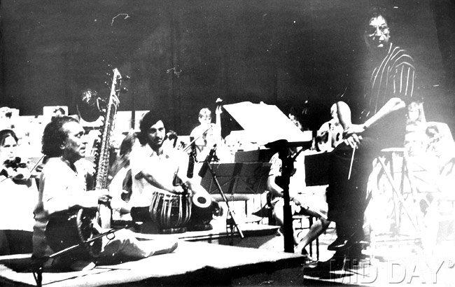 Anoushka Shankar, also an accomplished by musician was nominated for a Grammy Award for Best World Music Album in 2003. Pictured: An undated image of Pandit Ravi Shankar in concert.