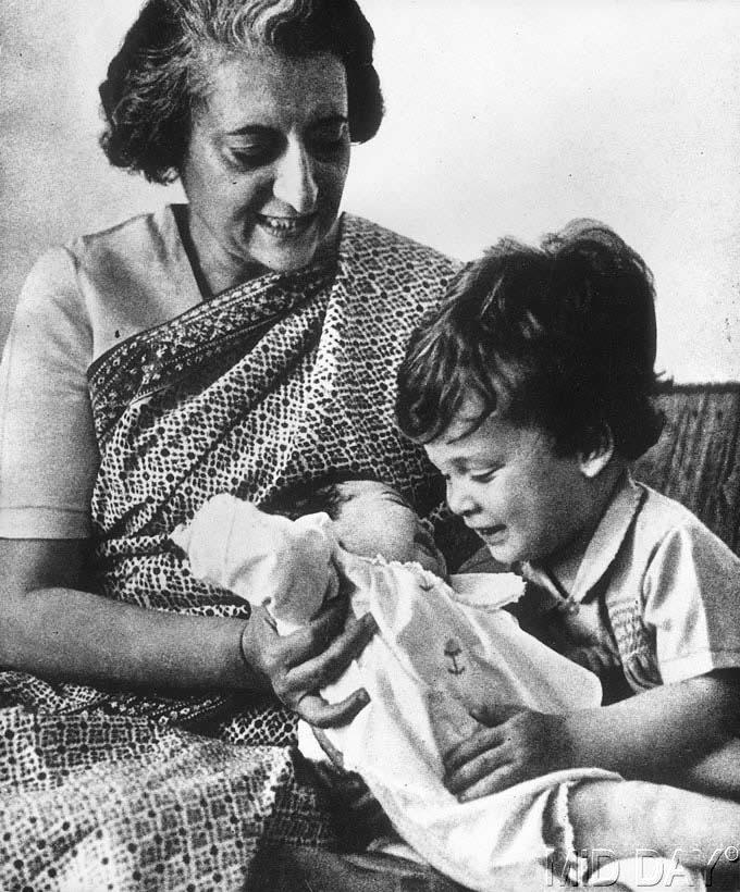 In picture: Indira Gandhi can be seen as a doting grandmother.