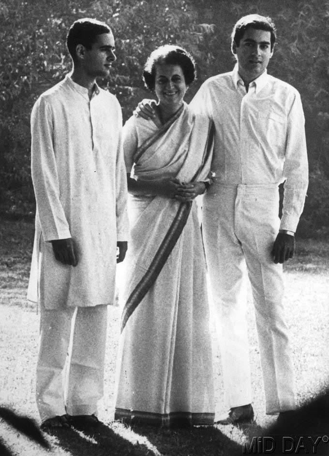 Although Indira Gandhi is hailed as a tall leader and a strong trailblazer for women leaders all over the world, she has suffered an equal amount of criticism for some of her policies. In picture: Indira Gandhi with her sons Sanjay (left) and Rajiv Gandhi.