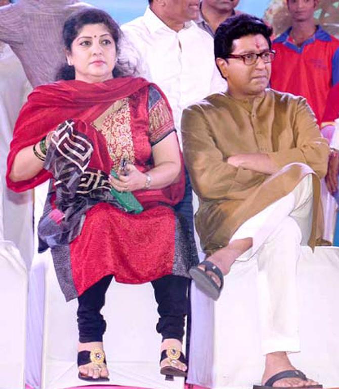 Sharmila Thackeray: Sharmila Thackeray and Raj Thackeray are amongst the political world's top power couples. Sharmila Thackeray was born in Mumbai to well-known theatre actor Mohan Wagh and Padma Wagh. Sharmila can often be seen supporting the MNS leader at various public events and functions. Sharmila and Raj Thackeray have two children, son named Amit and daughter named Urvashi Thackeray Pic/AFP