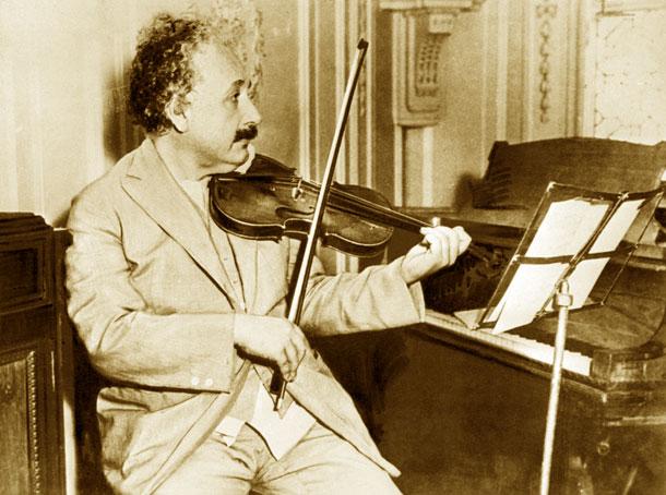 Picture dated 1931 of German-born Swiss-US physicist Albert Einstein (1879-1955), author of theory of relativity, awarded the Nobel Prize for Physics in 1921, playing the violin