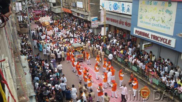 Kasaba Ganpati Mirawnuk at Laxmi Road, Pune. Pic/ Shashank Mane