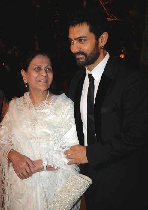 Aamir Khan and his mother Zeenat. The actor's mother recently gave the mahurat clap for his passion project, Laal Singh Chaddha.