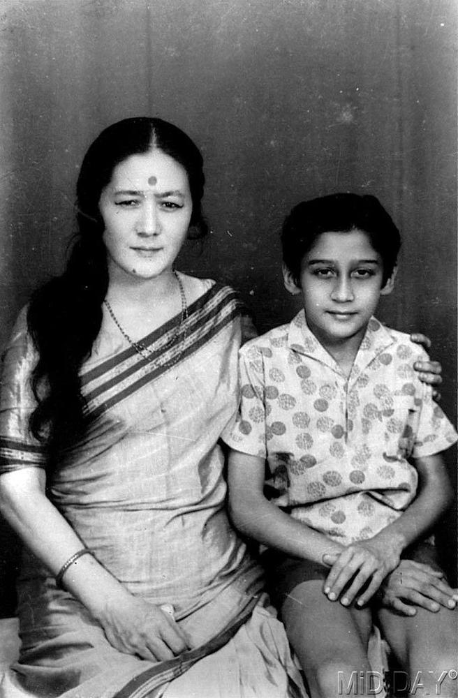 Jackie Shroff, as a child, with his mother Rita. Doesn't Jackie's daughter Krishna resemble her grandmother in this picture?