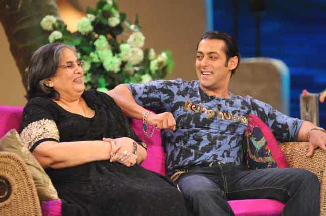 Salman Khan caught in a candid moment with mom Salma. Salman Khan is quite the momma's boy!