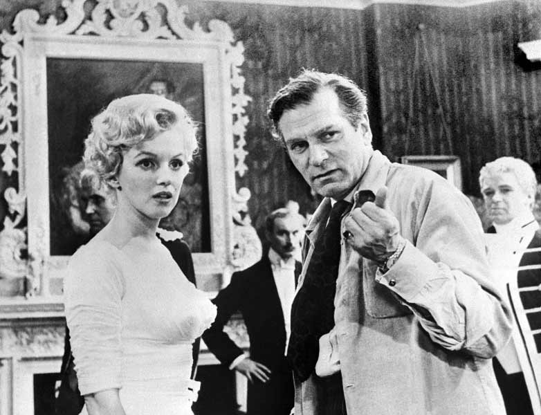 Director Laurence Olivier directs Marilyn Monroe during the filming of 'The Prince and the Showgirl' at Pinewood studios near London in 1956. Pic/AFP