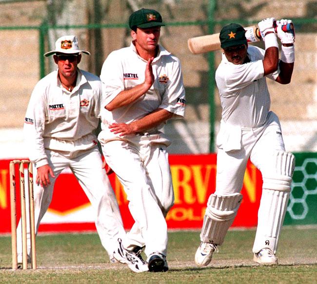 Precursor to the Gangnam Style?: Well, not quite. That was Steve Waugh trying to avoid coming in the way of a powerful stroke by Ijaz Ahmed (R) during a Test match between Pakistan and Australia at in Karachi on October 26, 1998. The photograph ended up capturing him in a rather awkward pose