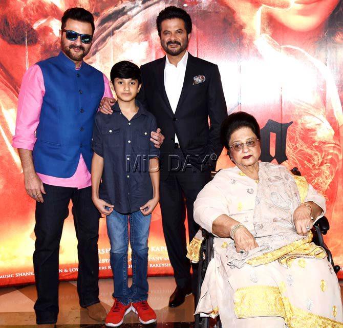 Sanjay Kapoor with son Jahaan, Anil Kapoor with mother Nirmal