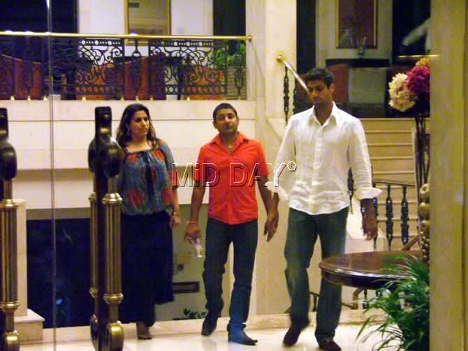 In picture: Ashish Nehra and other friends coming out from a party thrown by Virender Sehwag for his son Aryavir at a resort in south Delhi. Pic/ Rajeev Tyagi