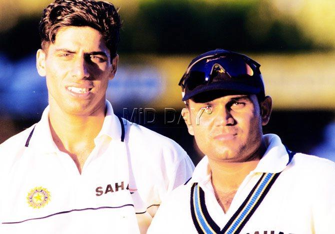 On April 2, 2009, Ashish Nehra got married to Rushma Nehra. The couple has a daughter Ariana and son Aarush. In picture: Ashish Nehra with trailblazing former batsman Virender Sehwag during a Test match
