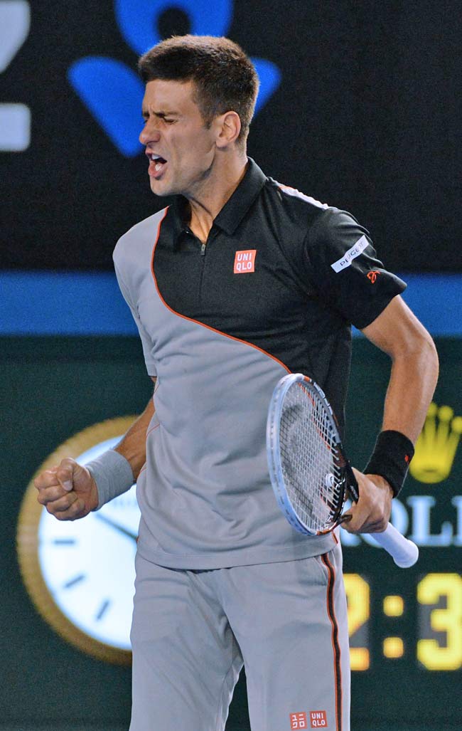 Serbia's Novak Djokovic during his men's singles match against Switzerland's Stanislas Wawrinka which he lost
