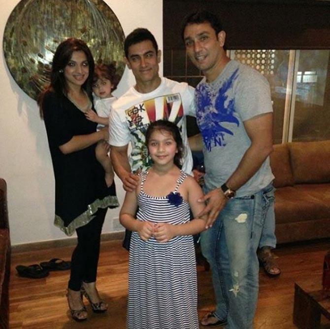 In picture: Azhar Mahmood and Ebba Qureshi with Aamir Khan