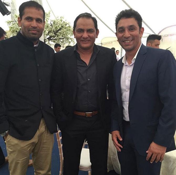 In picture: Azhar Mahmood with Yusuf Pathan and Mohammad Azharuddin