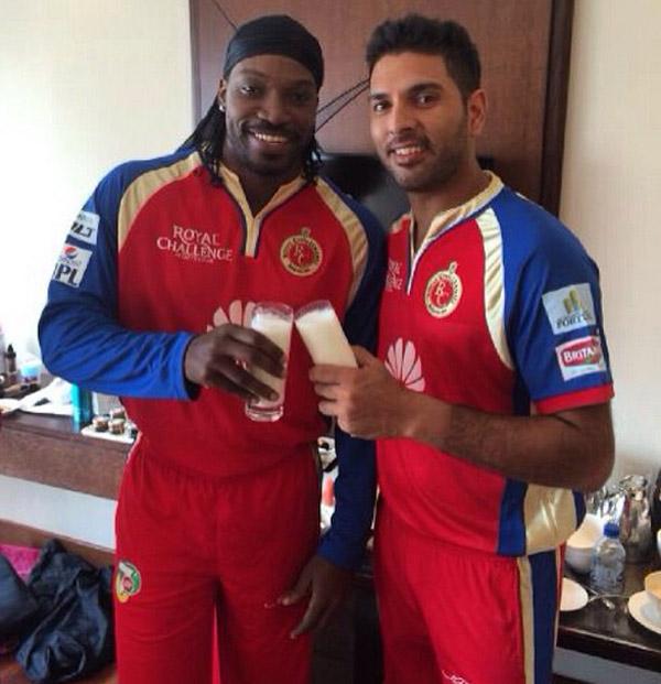 In picture: Chris Gayle with (then) Royal Challengers Bangalore teammate Yuvraj Singh.