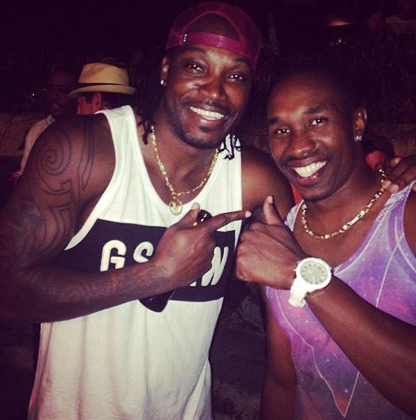 In picture: Chris Gayle with his West Indies teammate and friend Dwayne Bravo during one of their night outs. The two WI players are often seen parting together.