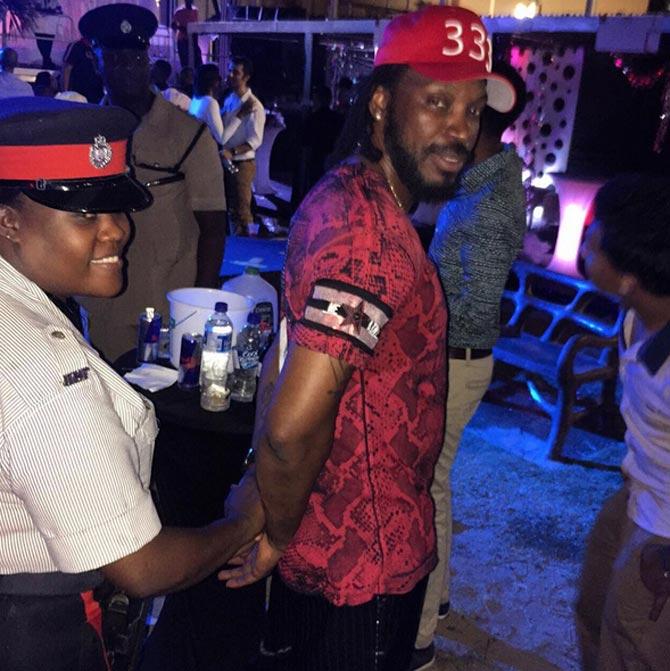 In picture: This is what followed after Chris Gayle asked a police officer to dance, he said in his caption