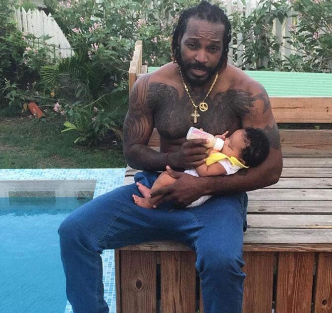 Chris Gayle with his little daughter Kris-Allyna. Now, Gayle shares quite a few photos of him enjoying with his little baby girl. The two of them make a super daddy-daughter duo