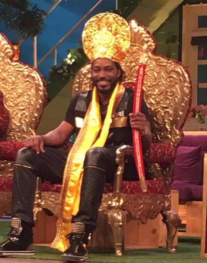 In picture: Chris Gayle in a royal avatar on a television show. He is quite a sport