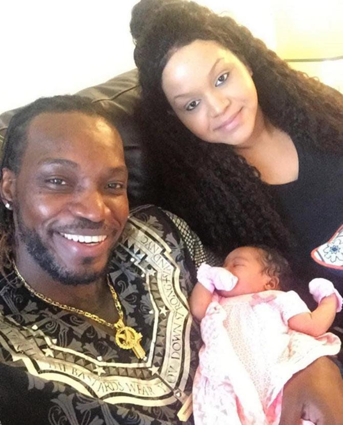 In 2016, Gayle announced the arrival of his daughter with Natasha Berridge, named Blush. However, in an interview later, he confirmed that her daughter is Kris-Allyna In pic: Chris Gayle with his partner Natasha and their baby Blush on Mother's Day