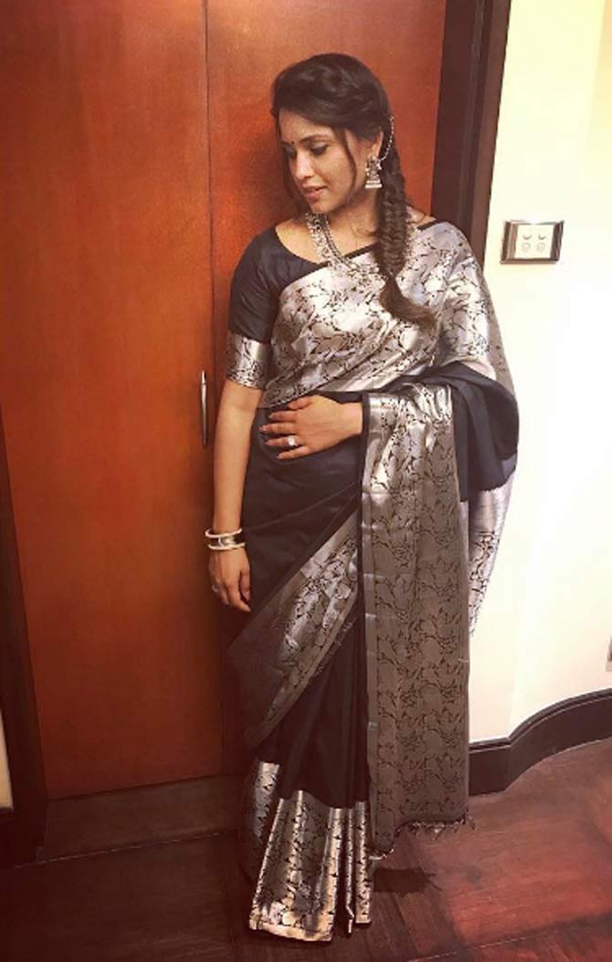 In picture: Dipika Pallikal rocks this black and silver saree just before she attends an event