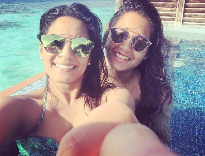 In picture: Dipika Pallikal and her close friend in Maldives