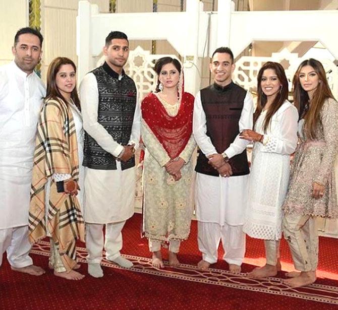 In picture: Amir Khan with his family during his brother Harry's wedding ceremony in Pakistan.