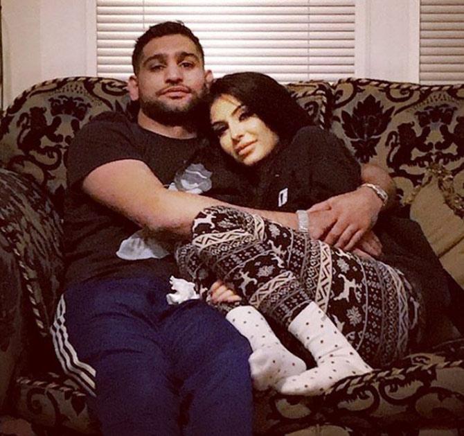 Amir Khan has two sisters and a brother Harry Khan, who is also a boxer. Amir Khan with his wife Faryal Makhdoom when she was 4 months pregnant.