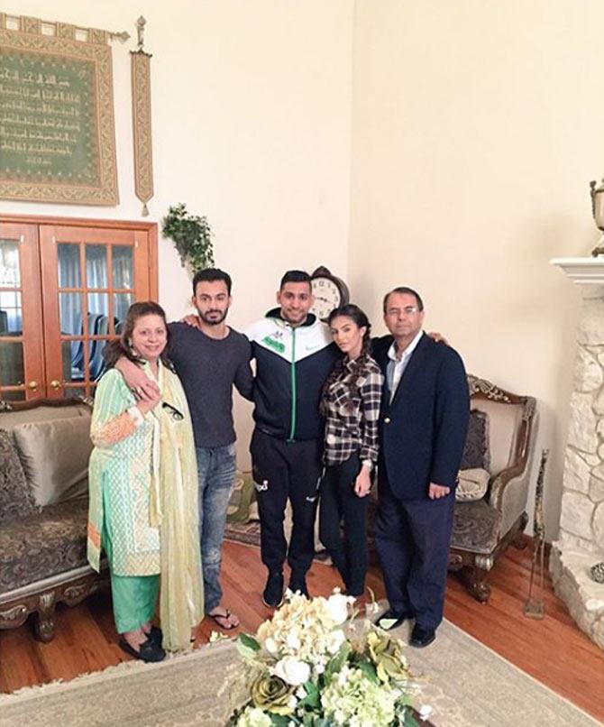In picture: Amir Khan and Faryal Makhdoom along with his in-laws in New York.