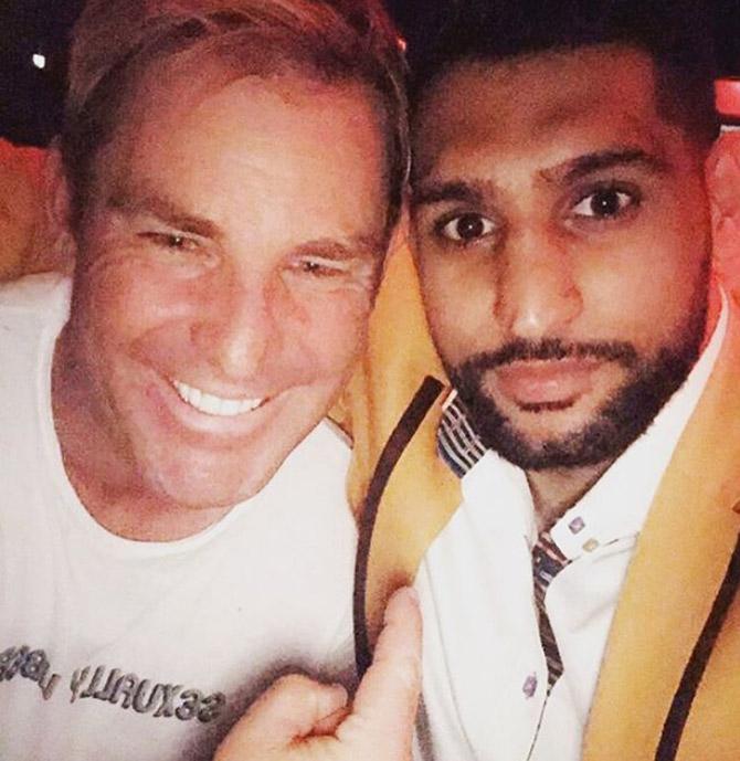In picture: Amir Khan with Aussie spin great Shane Warne.