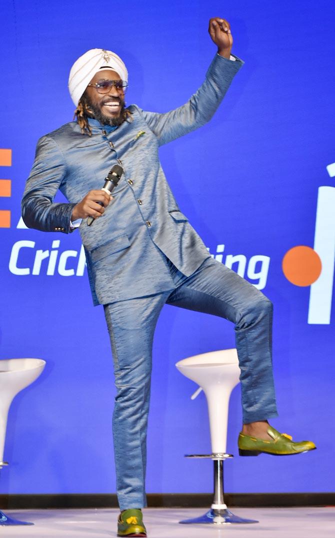 Chris Gayle showing off his dance moves during the CEAT Awards 2018 event in Mumbai