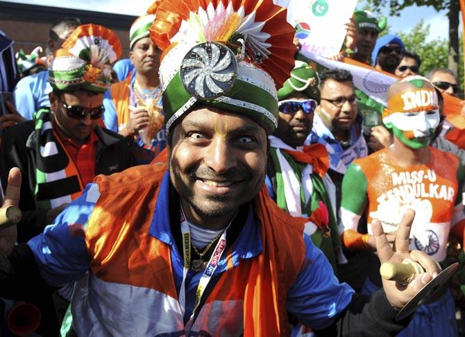 India fans before the ICC Champions Trophy match between India and Pakistan