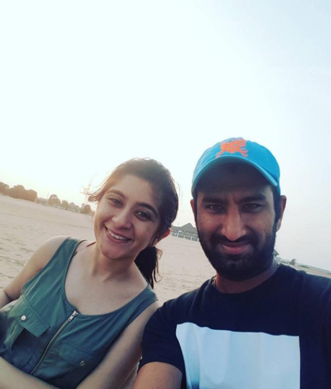 Cheteshwar Pujara spending some quality time with wife Puja Pabari after a series. He captioned, 'Post series getaway #withthewife #seashoreandsunets #eastcoast #chillmode'