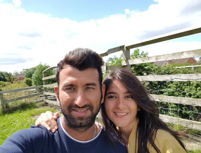 Cheteshwar Pujara definitely missed his wife Puja during his 50th Test. he wrote, '#50th Test. thank you all for making it special...missed this face in the stands though. #Throwback to good times! #togetherness #lifeline'