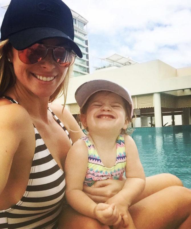 Candice Warner further added, 'The miscarriage was a heartbreaking end to a horror tour. The ordeal from the public humiliations to the ball-tampering had taken its toll and, from that moment, we decided nothing will impact our lives like that again.' In pic: Candice Warner: This is the face Ivy pulls when I say smile for the camera. @davidwarner31 did you teach her this?? #sillyface