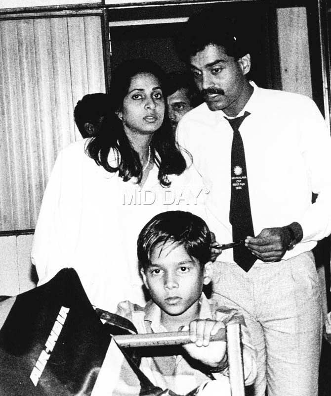 In picture: Dilip Vengsarkar spotted along with his wife Manali and their son Nakul at Mumbai airport