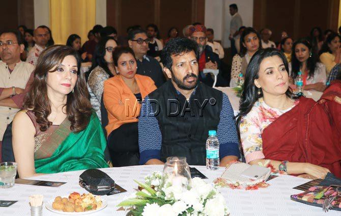 Lillete Dubey, Kabir Khan and Mini Mathur at the event in Mumbai held to commemorate Om Puri's first death anniversary