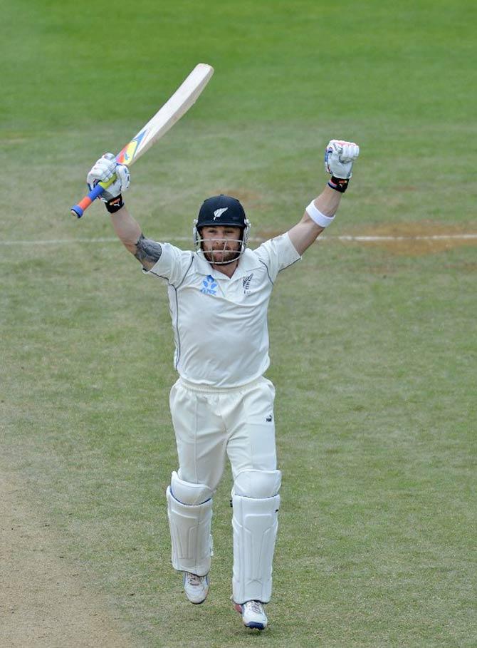 Brendon McCullum (New Zealand): New Zealand's trailblazing skipper McCullum is the only Kiwi batsman to score a triple century in Test cricket. He did so in the match against India on 18 Feb 2014. He scored 302 runs. He is also the most recent cricketer to score a triple hundred. (Pic/ AFP)