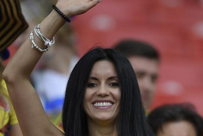 A Colombia fan waves before the Russia 2018 World Cup round of 16 football match between Colombia and England at the Spartak Stadium in Moscow on July 3, 2018.