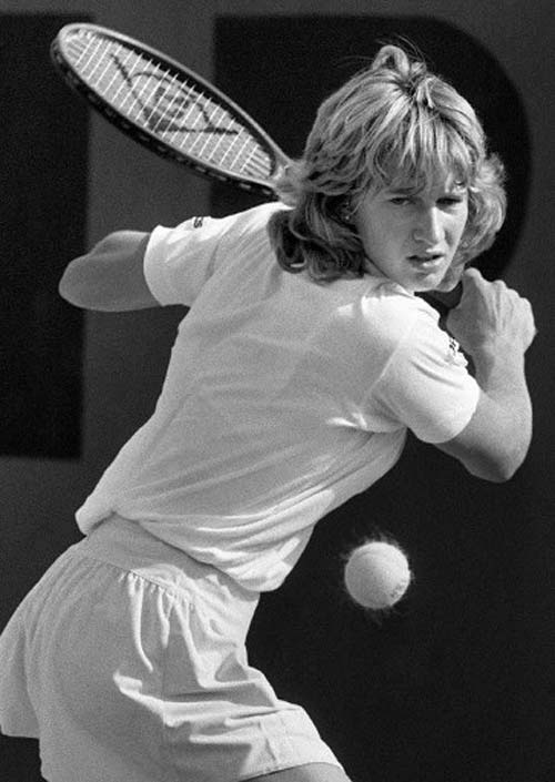 German Steffi Graf hits a return to her fellow countrywoman Andrea Betzner