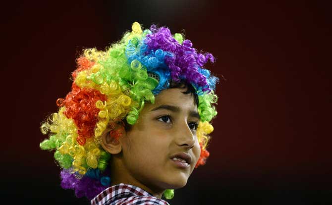 Lasith Malinga may not be playing in the IPL, but 'Malinga wigs' are all the rage among IPL fans. Pic/PTI
