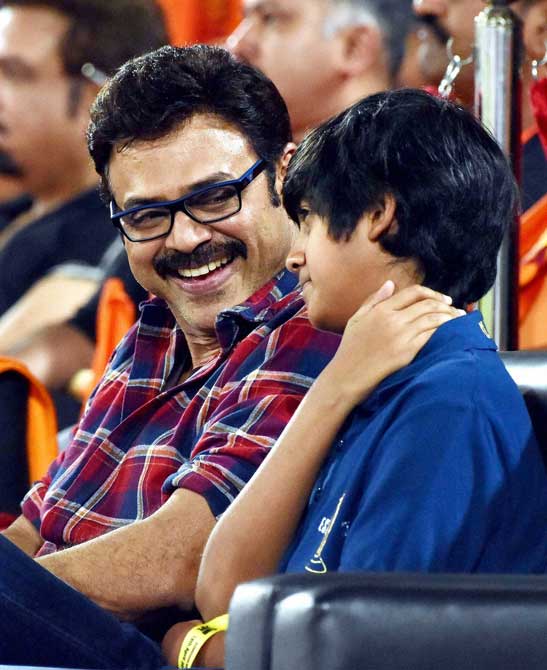 Top Telugu hero Venkatesh during an Indian Premier League 2016 match between Sunrisers Hyderabad and Mumbai Indians in Hyderabad. PTI