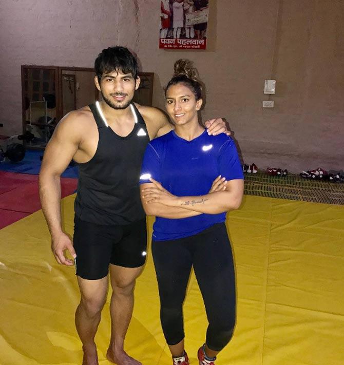 Geeta Phogat and Pawan Kumar during training. They often train together
