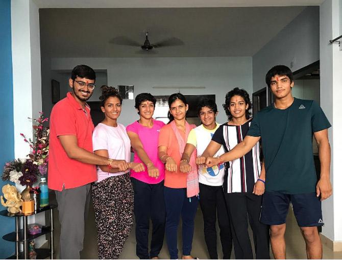 Geeta Phogat with her sisters and brothers on Raksha Bandhan