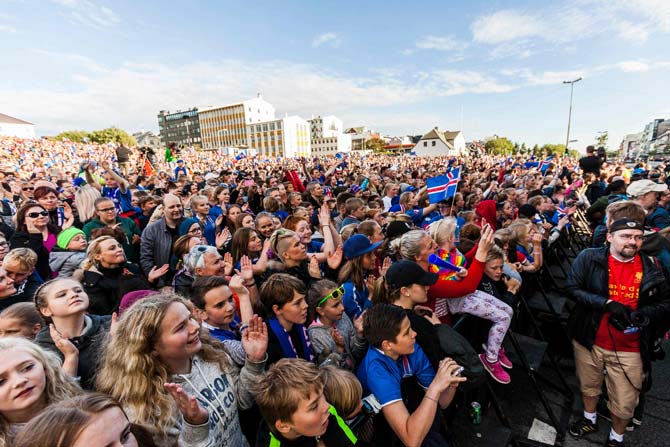 People greet Iceland national football team upon its arrival in Reykjavik on Monday. Pic/AFP