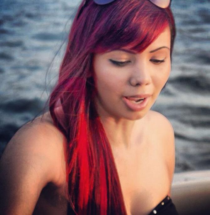 Sharmila Nicollet during one of her getaways. Doesn't her hair colour look cool?