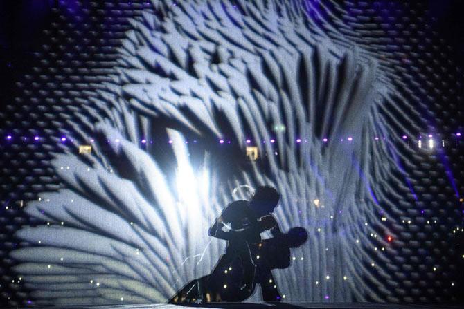 Blind dancers perform during the opening ceremony