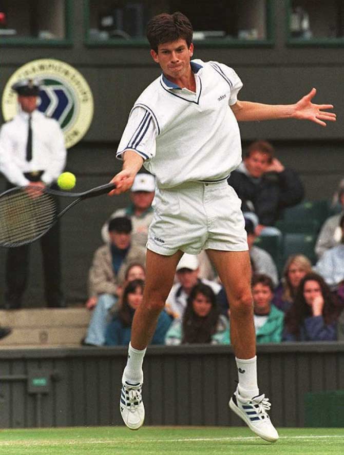 Henman has reached the semi finals for the French Open and US Open once as well as Wimbledon four times but never went on to win a Grand Slam title.